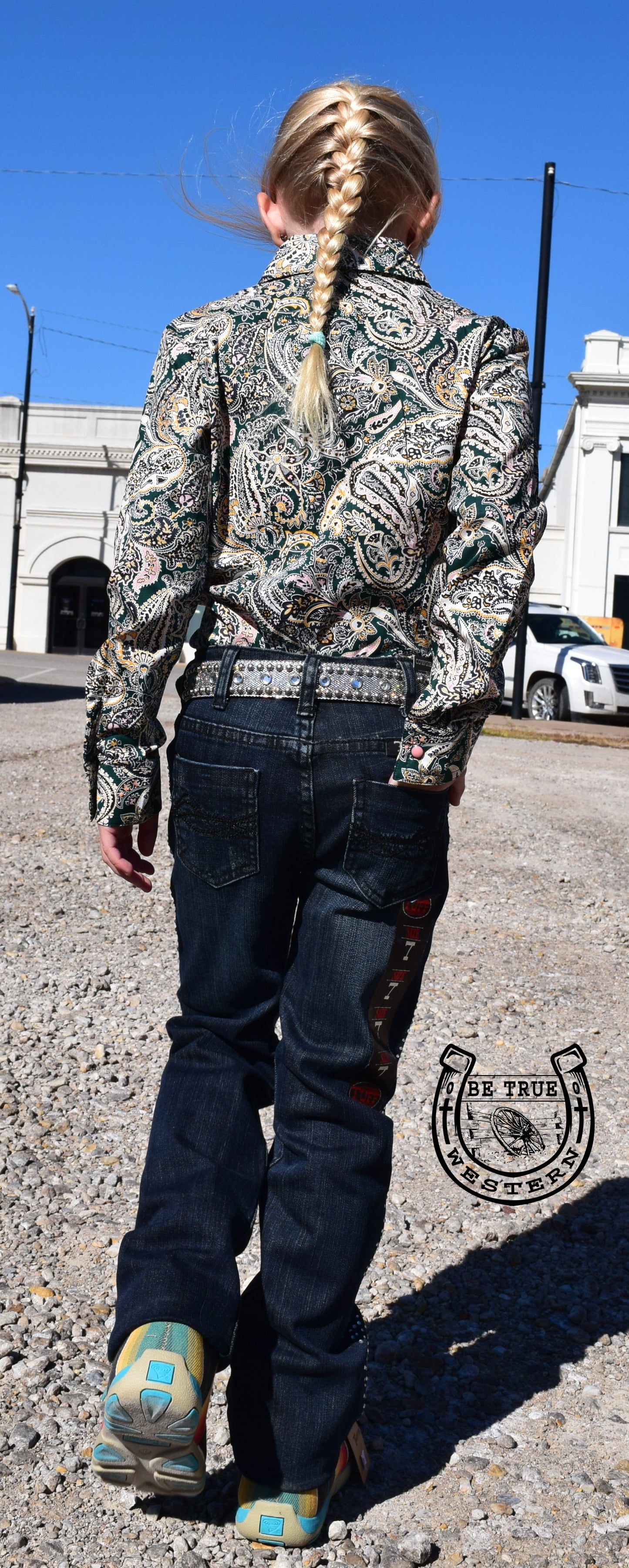 The Paisley Dark Green And Pink Pearl Snap