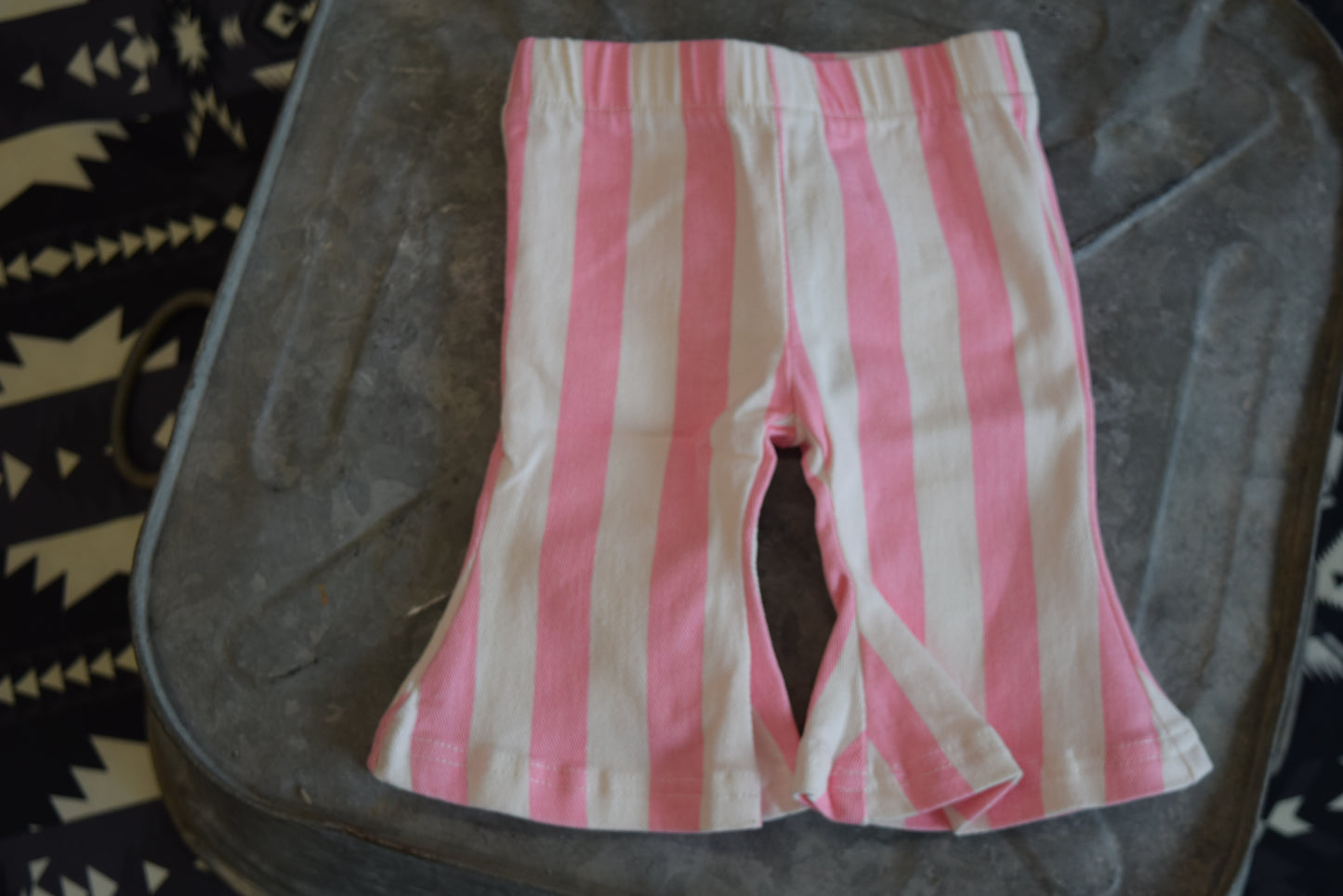 Boho Pink and White Strip Denim Bells