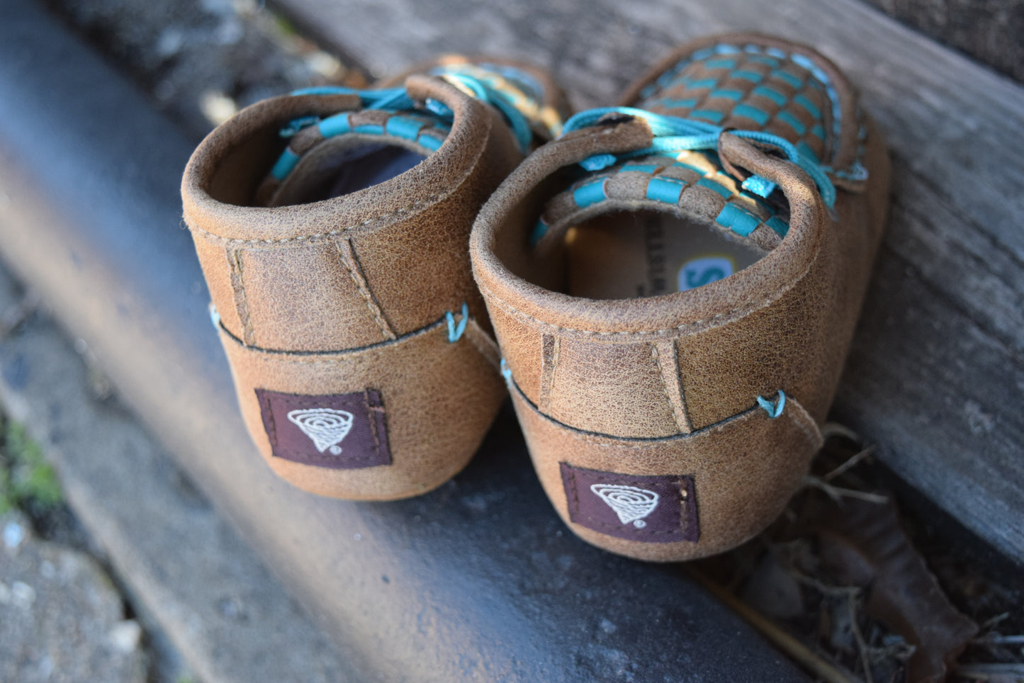 Turquoise Checkered Baby Buckers Infant Shoes