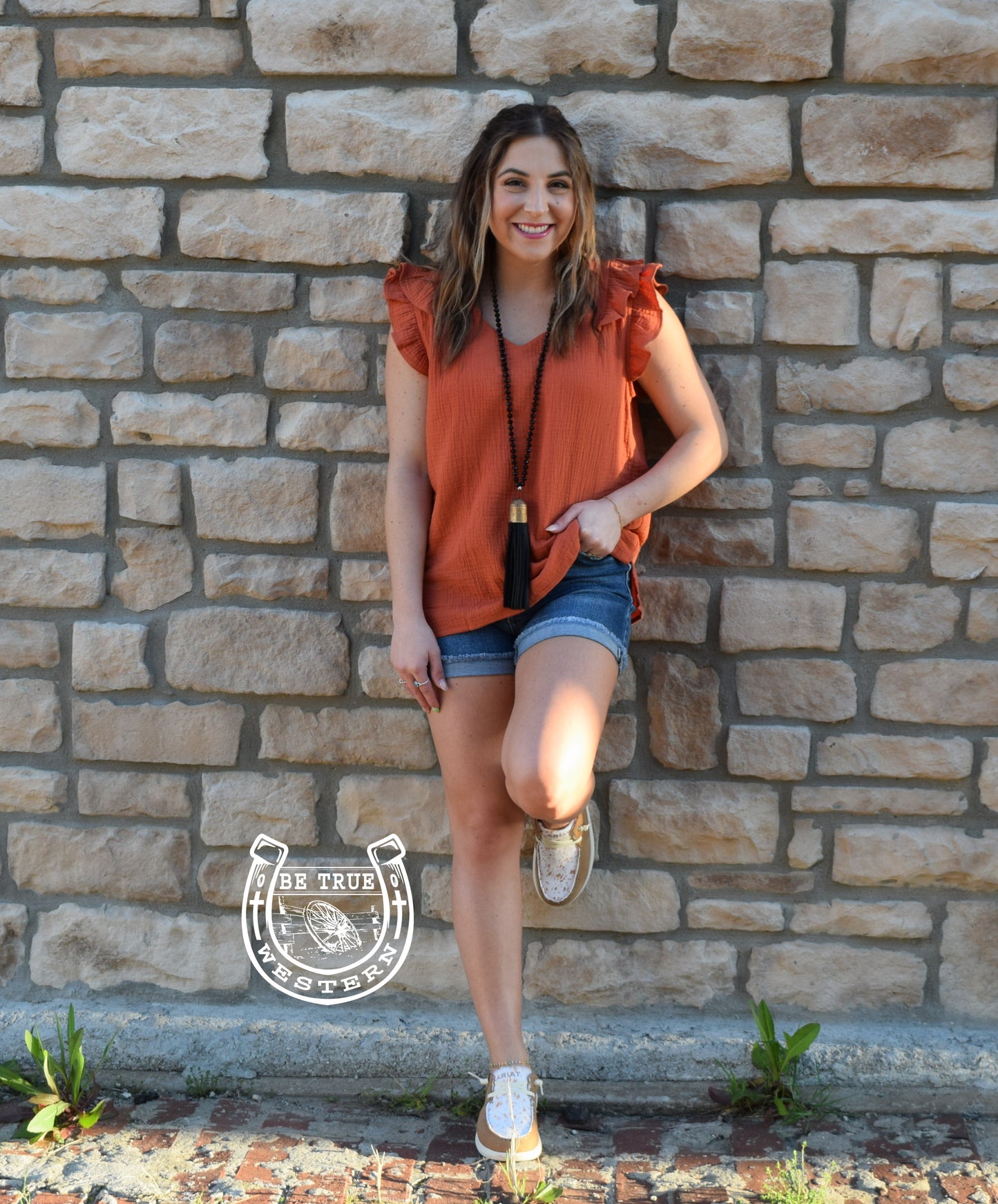 The Ruffled Edge Ginger V-Neck Top
