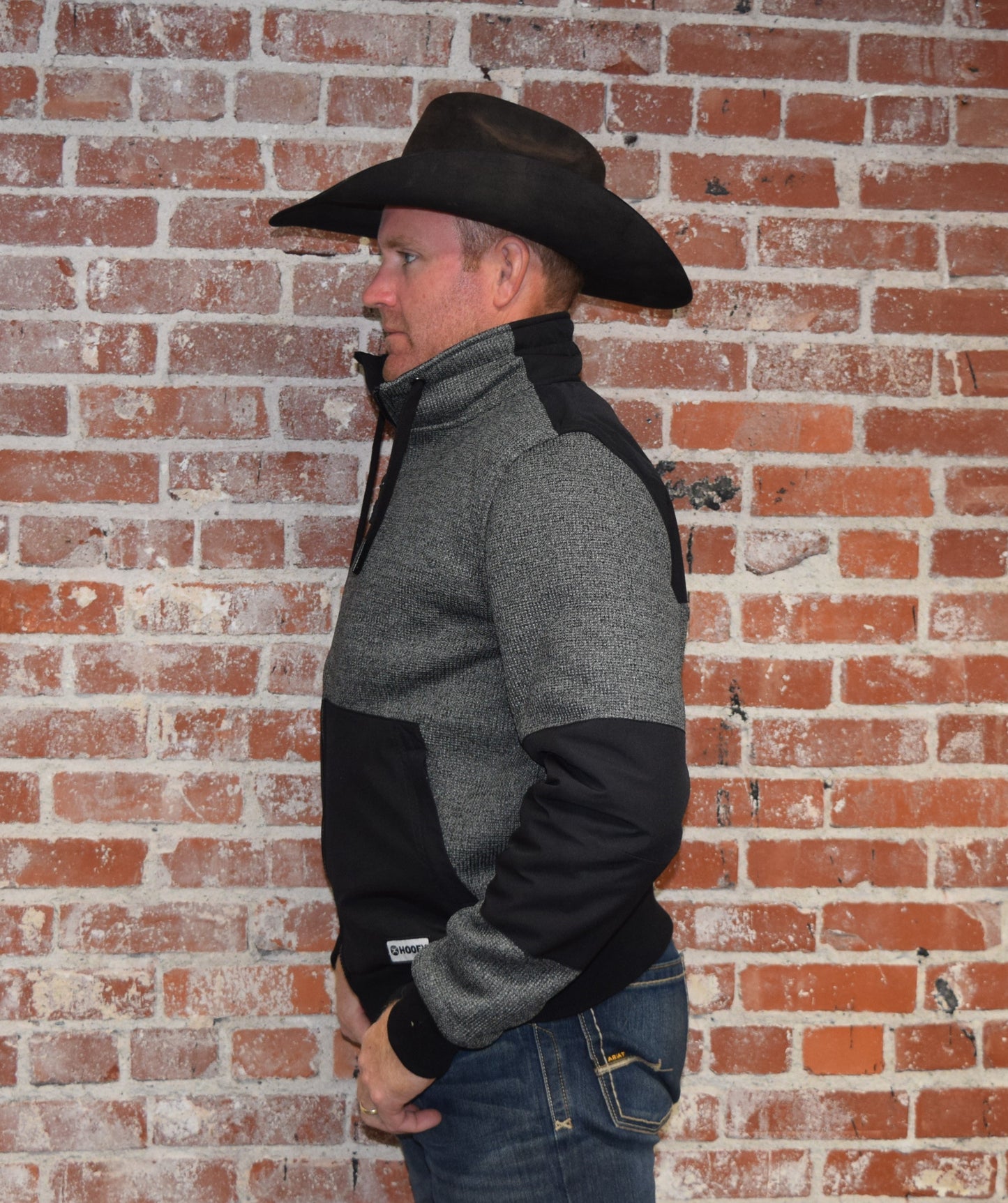 Hooey Men's Full Zip Grey/Black Tech Jacket