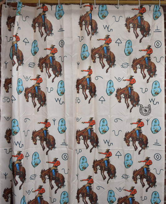Turquoise And Broncs Shower Curtain
