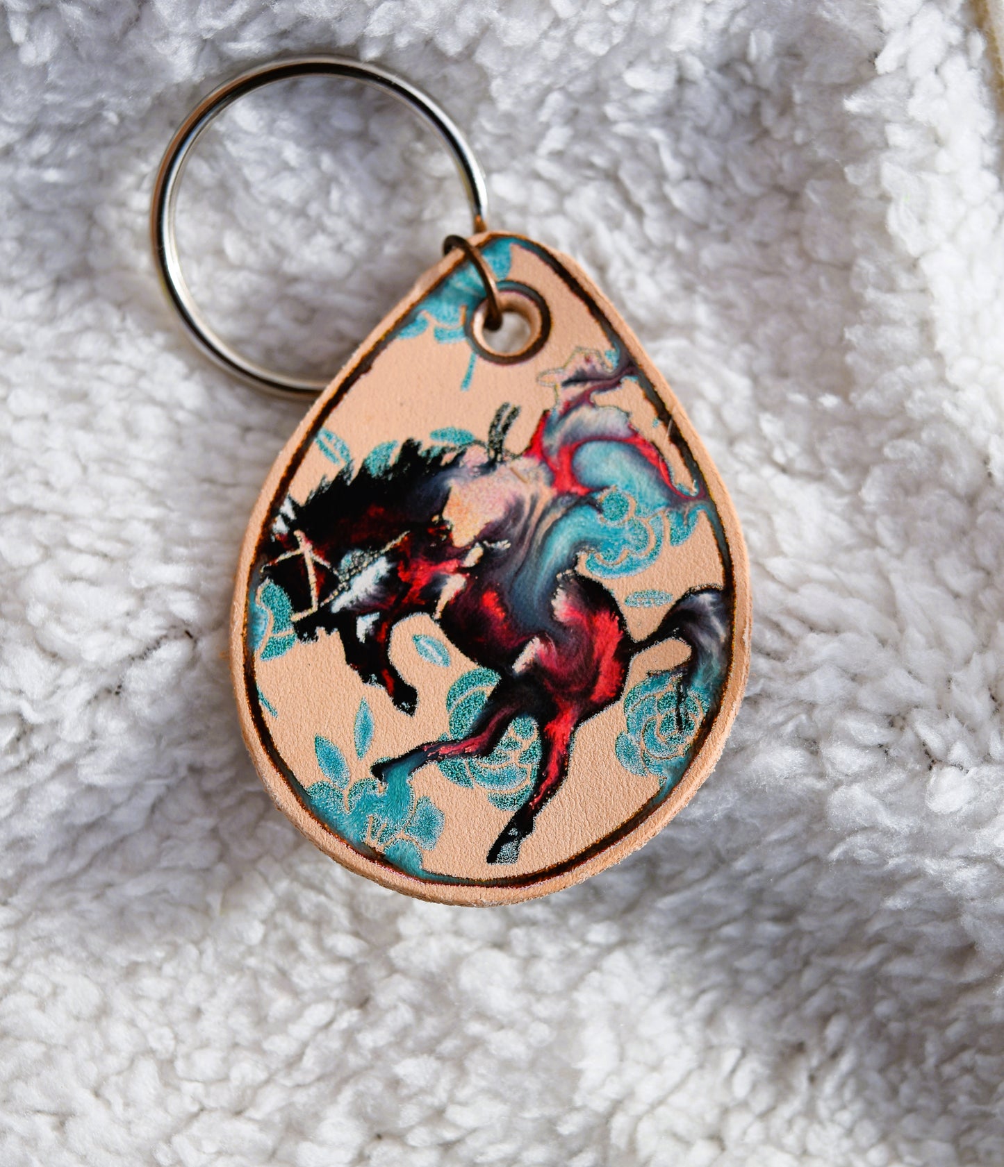 Hand Painted Leather Keychains (multiple designs)