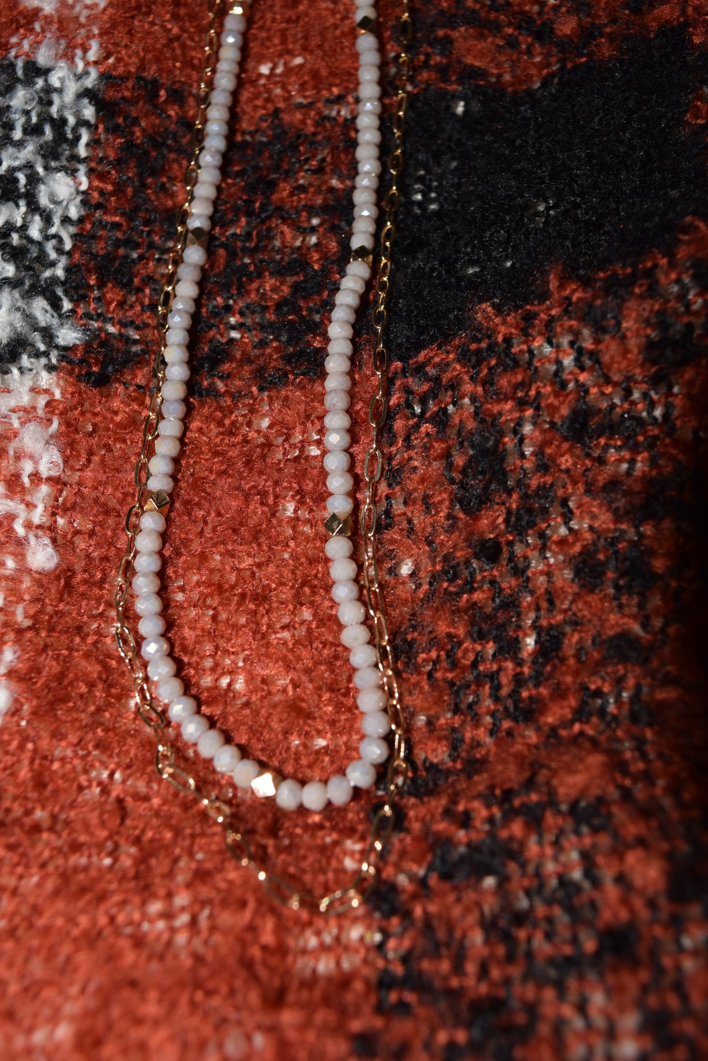 Glitz, Glam, Simple Strands Double Beaded Necklaces (two colors)