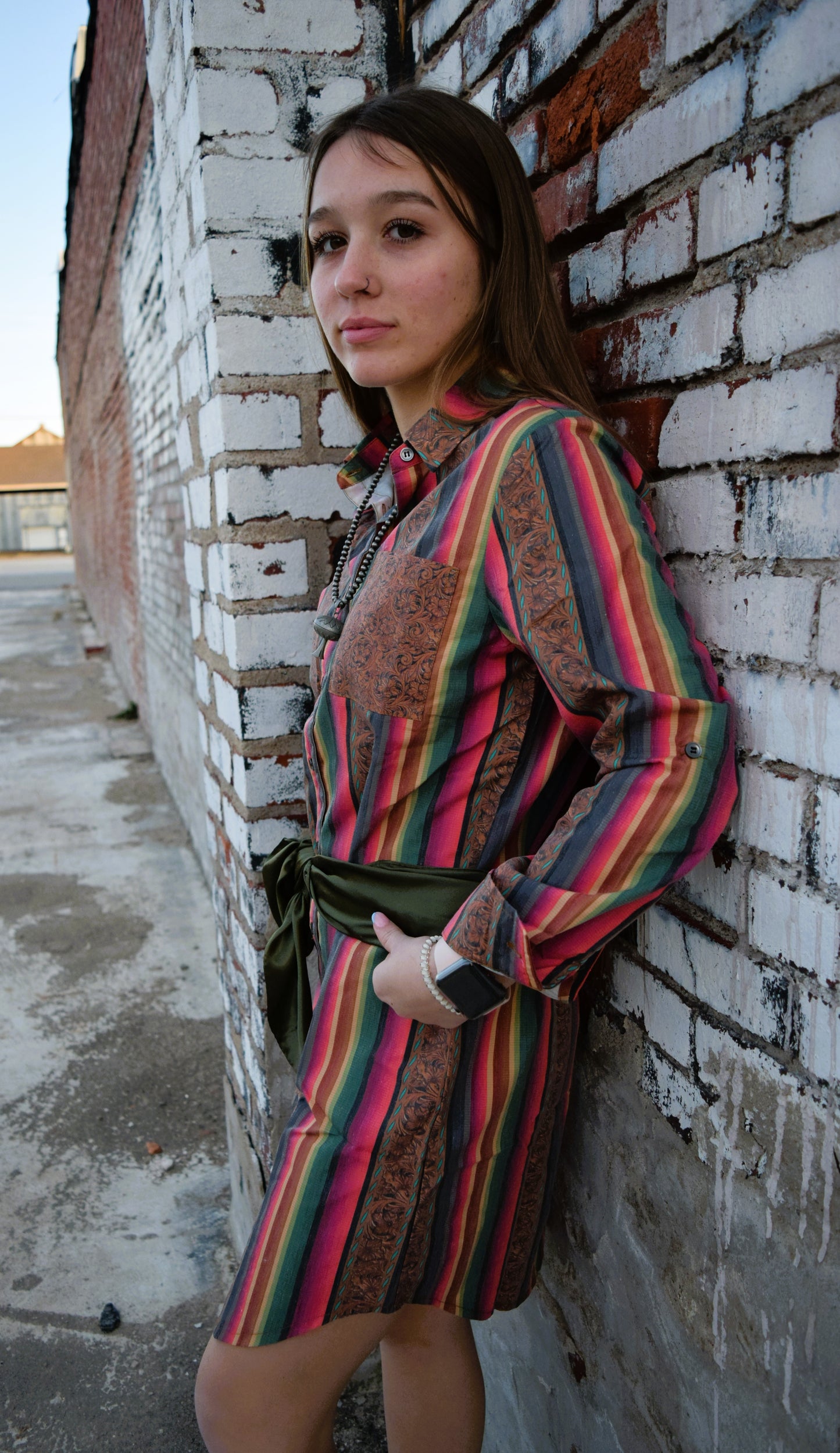 The Giddy Up Serape Button Down Dress