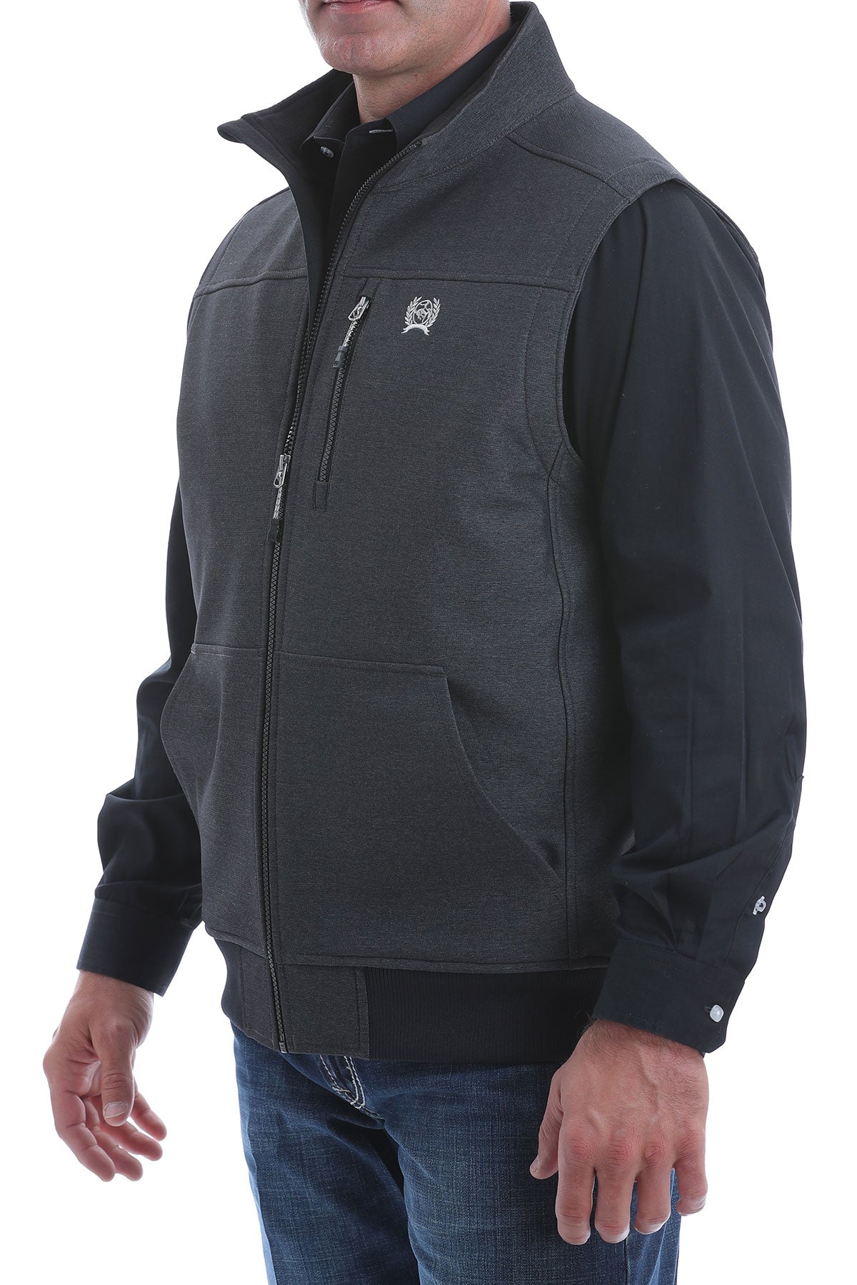 Cinch Men's Black Logo Textured Bonded Concealed Carry Vest