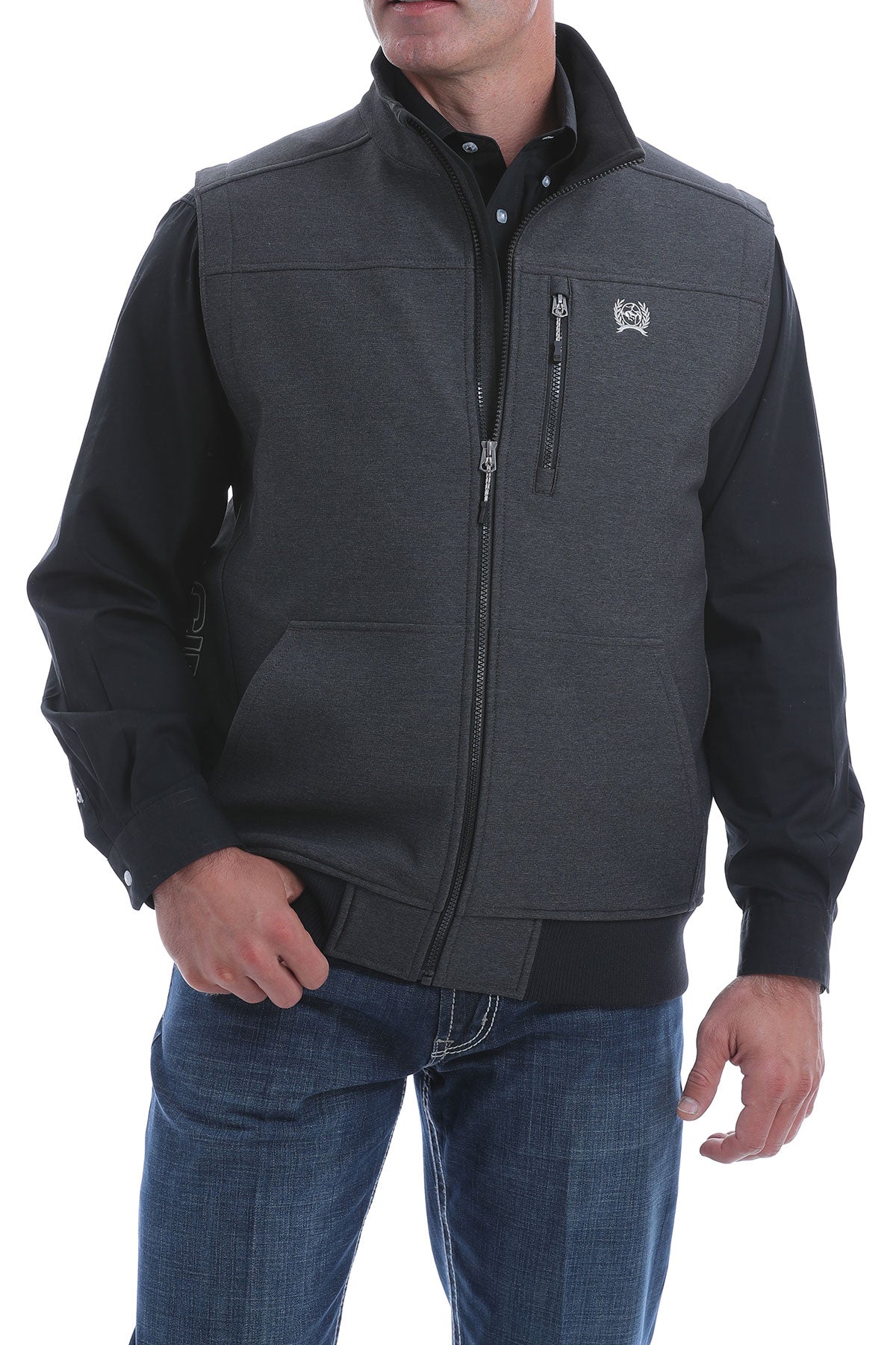 Cinch Men's Black Logo Textured Bonded Concealed Carry Vest