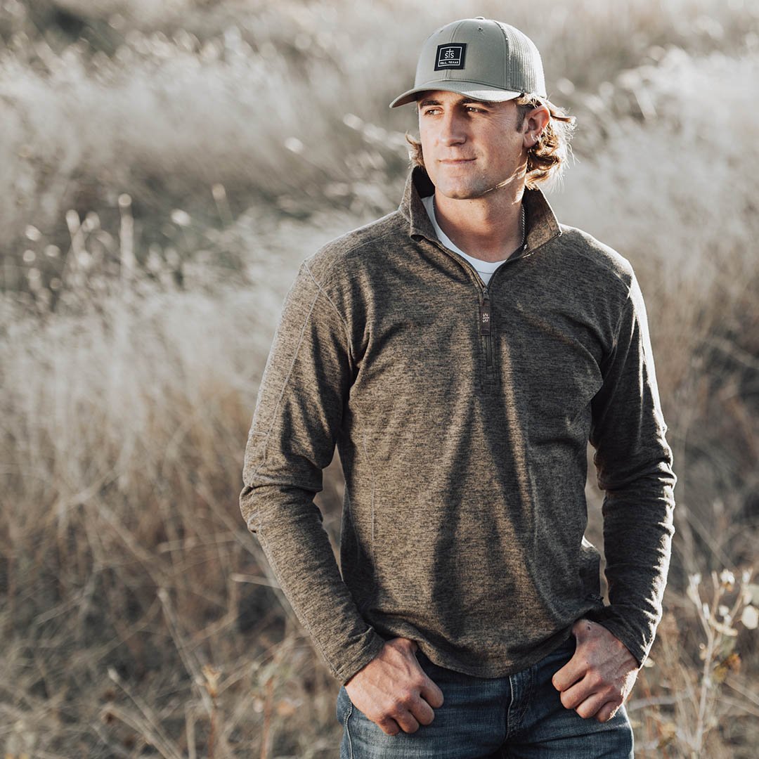 Men's STS Quarter Zip Chocolate Heather Pullover