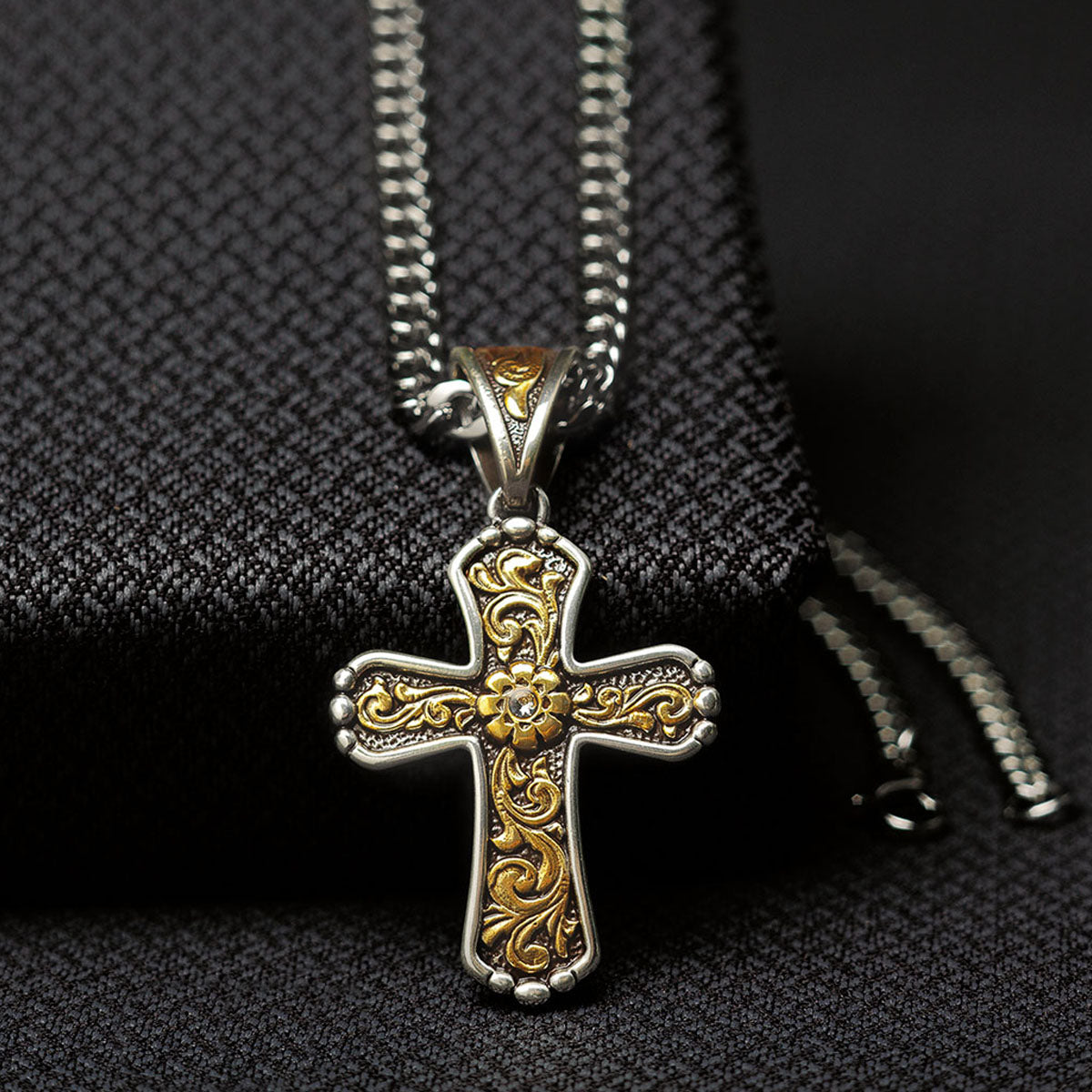 Men's Twister Cross Necklace