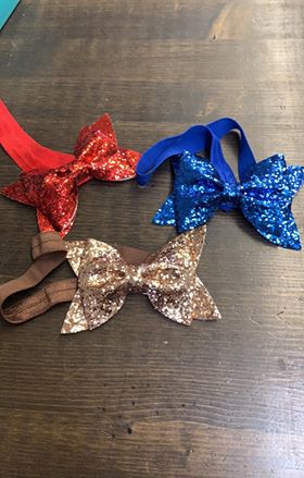 Girls Glitter Headband Bow (Multiple Colors)
