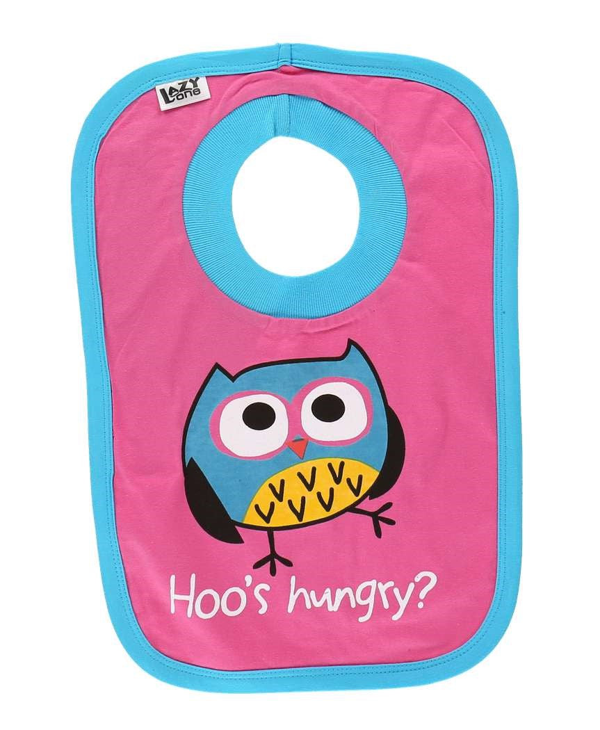 Hoo's Hungry Owl Pink Infant Bib