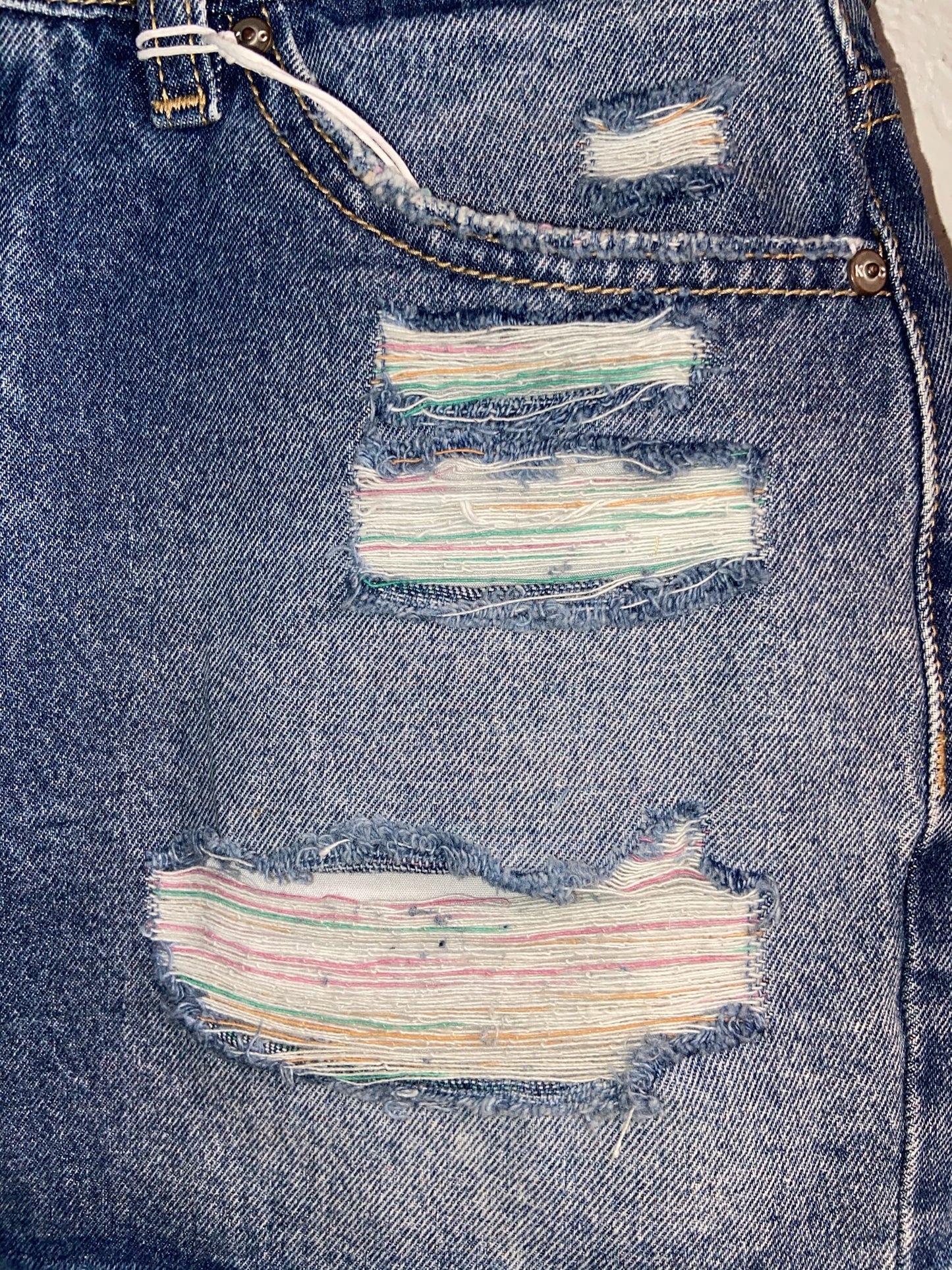 KanCan High Rise Shorts Rainbow Threads