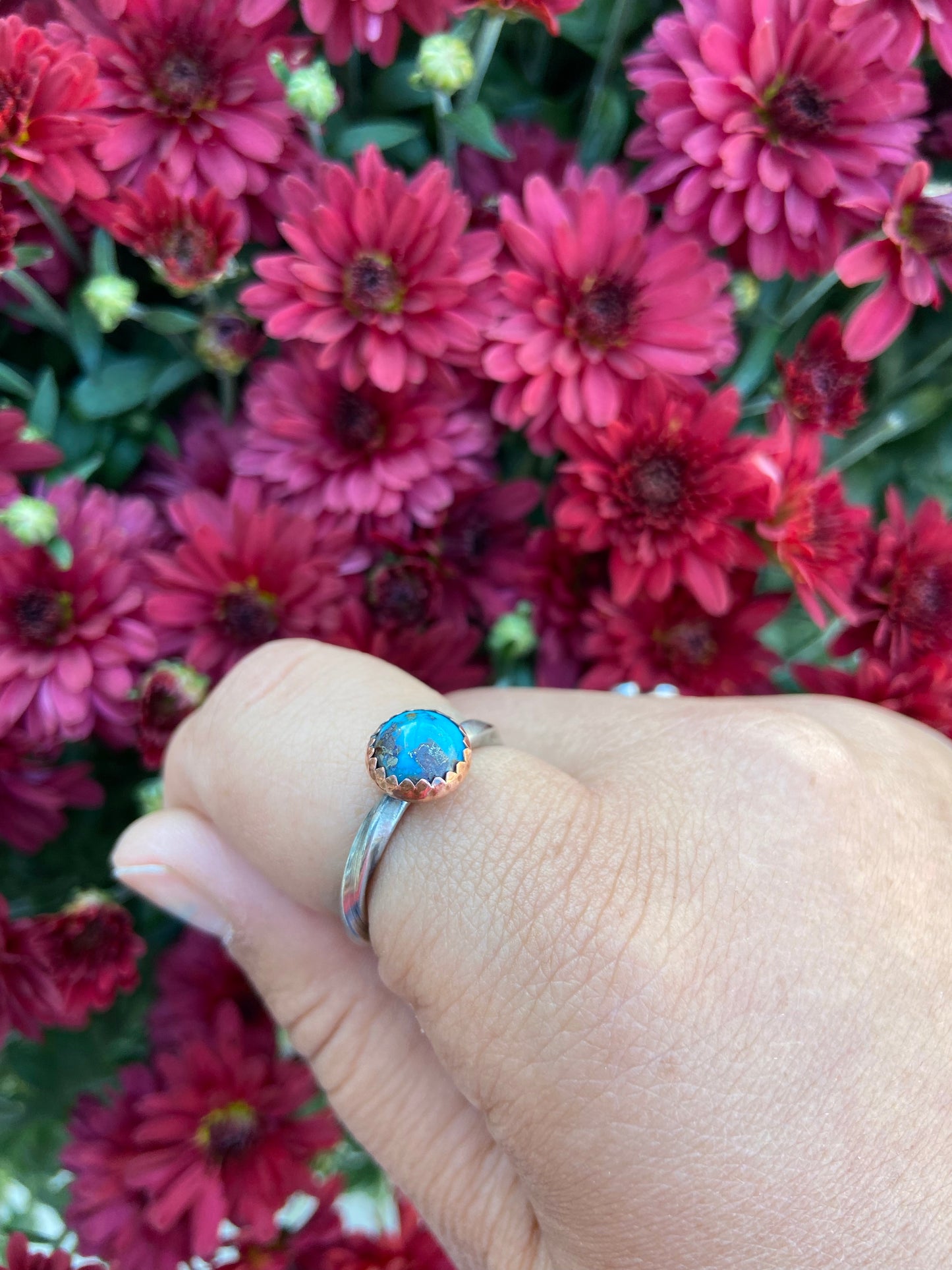 Silver Twisted Wire Authentic Turquoise Rings