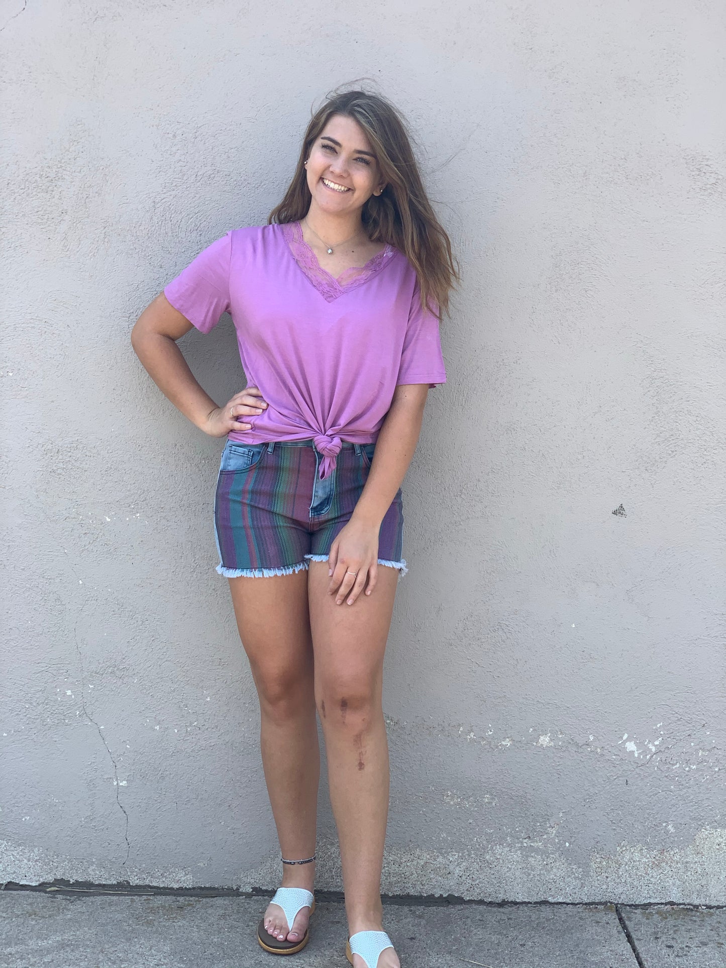 Crazy Train Catch My Vibe Serape Denim Shorts