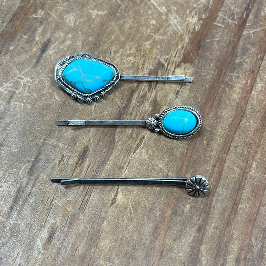 The Western Turquoise Bobby Pin Set
