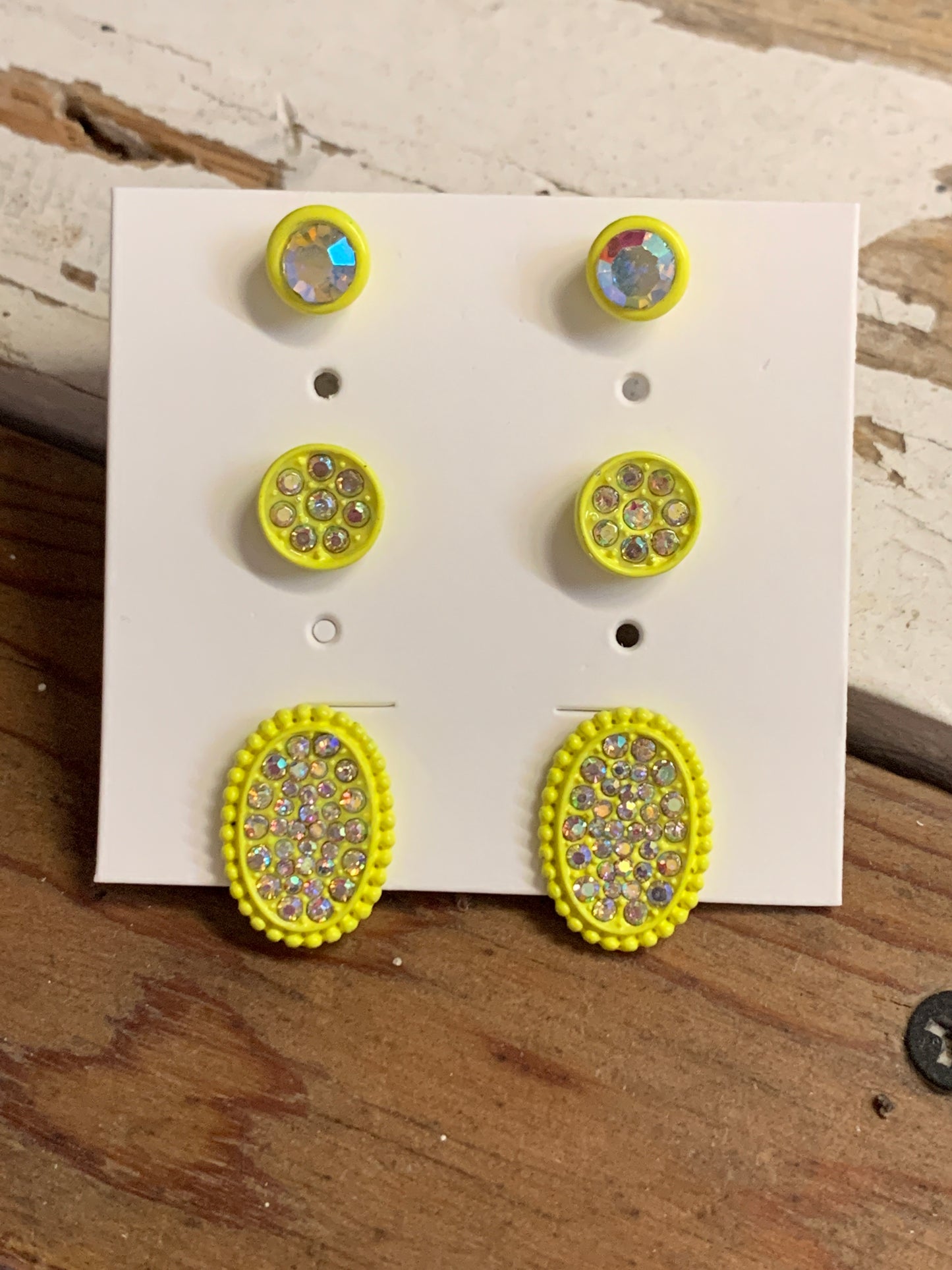 Lemon Rhinestone Earring Set