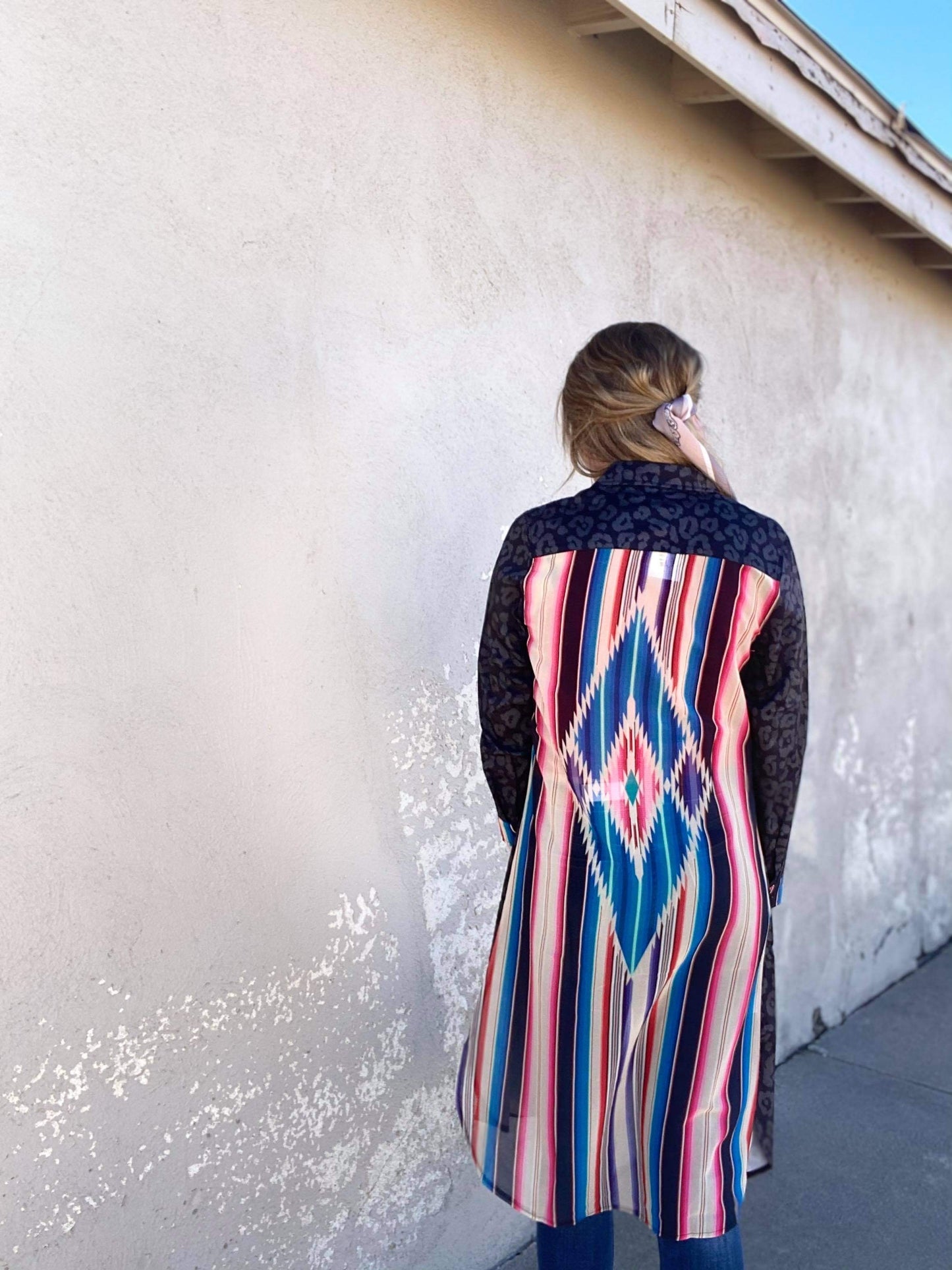 Crazy Train Havasu Falls Serape and Leopard Button Up Duster