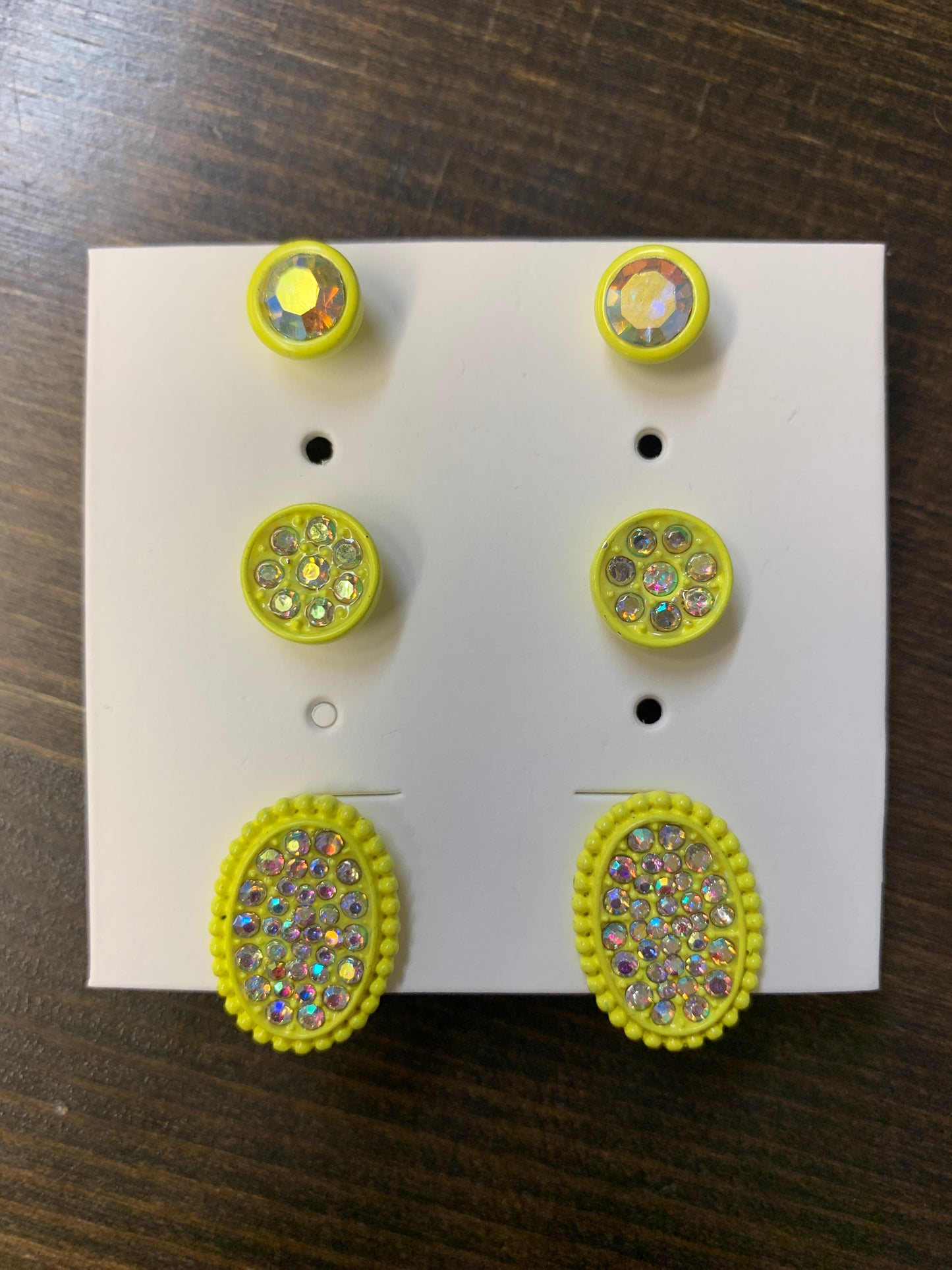 Lemon Rhinestone Earring Set