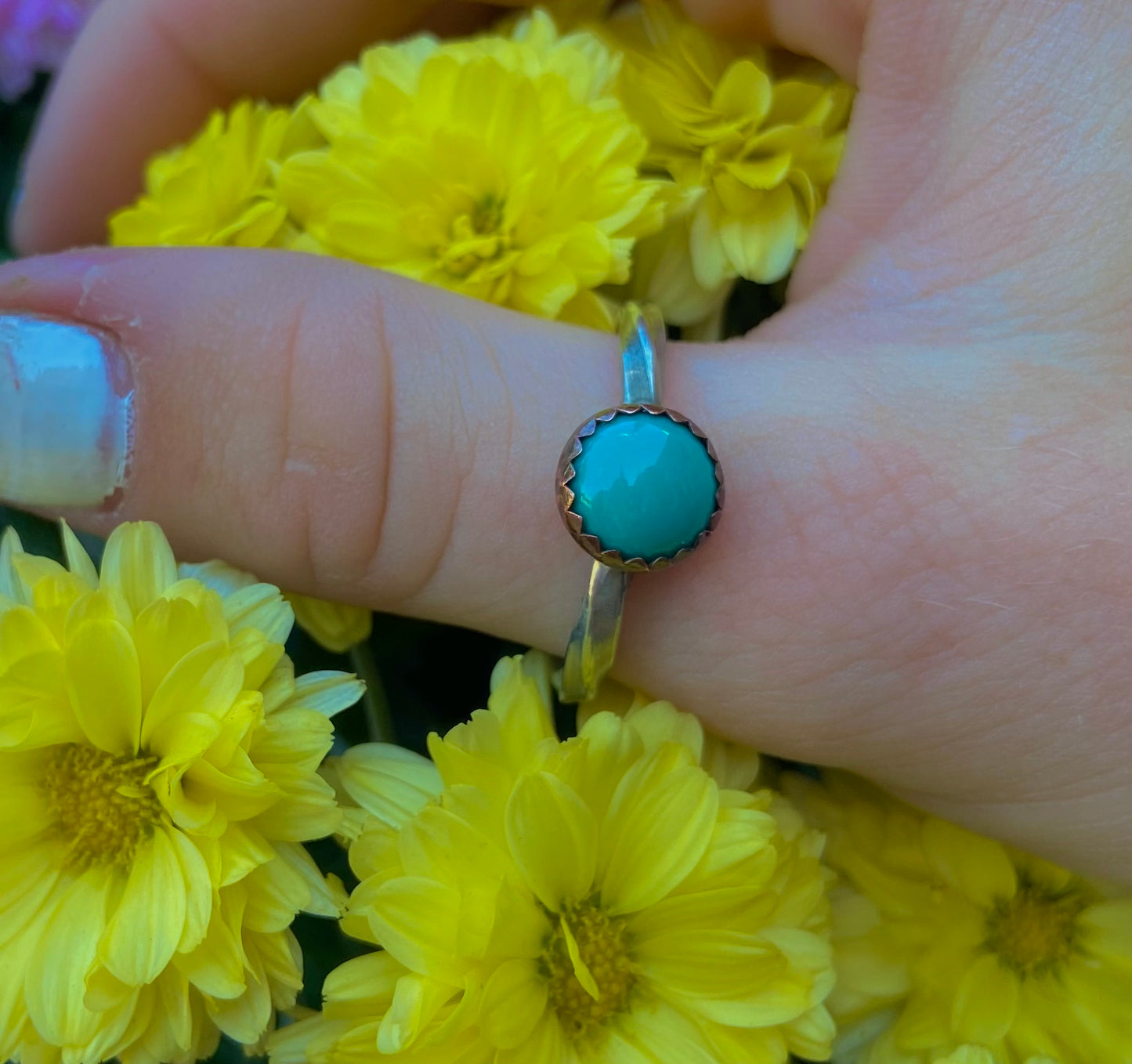 Silver Twisted Wire Authentic Turquoise Rings