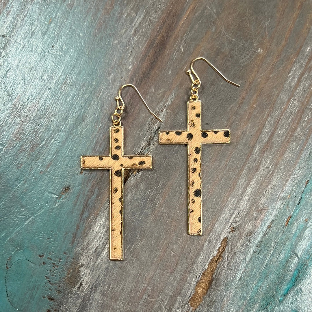 The Leopard Cross Earrings