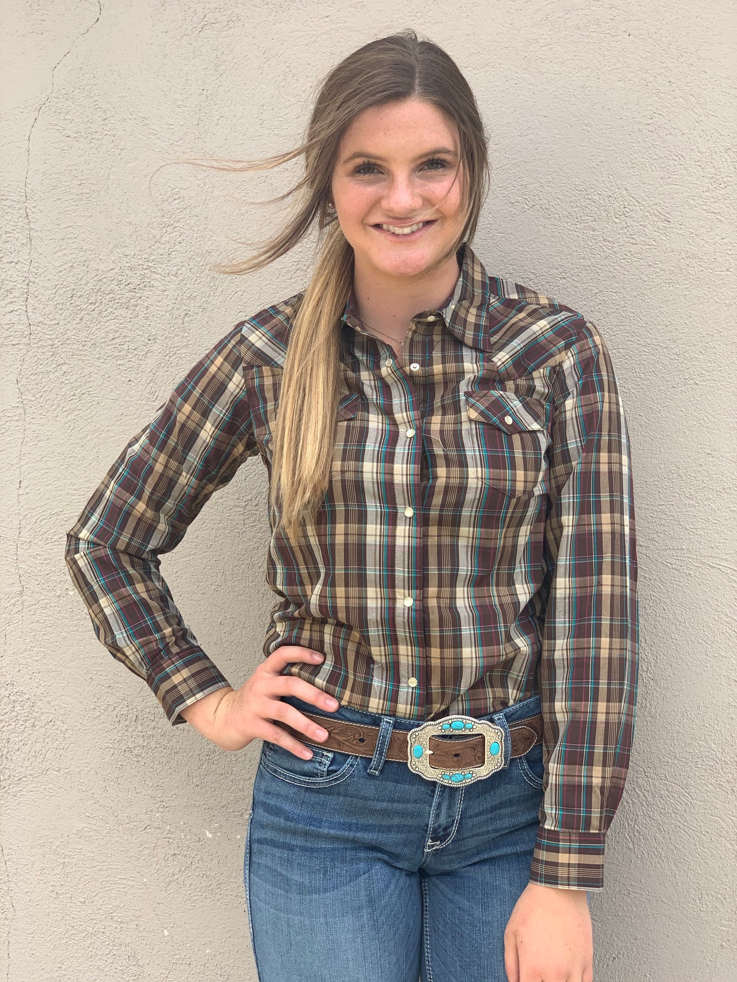 Women's Wrangler Multi-Color Plaid Western Snap Shirt (Multiple Colors)