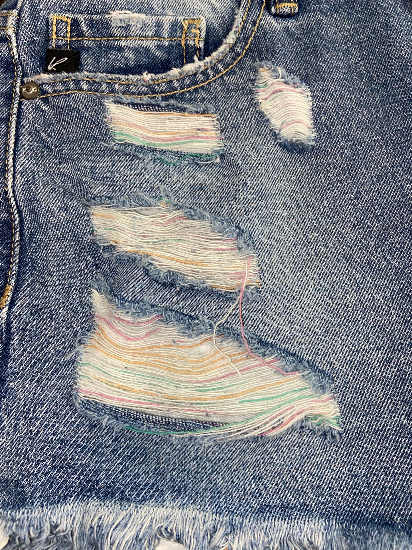KanCan High Rise Shorts Rainbow Threads