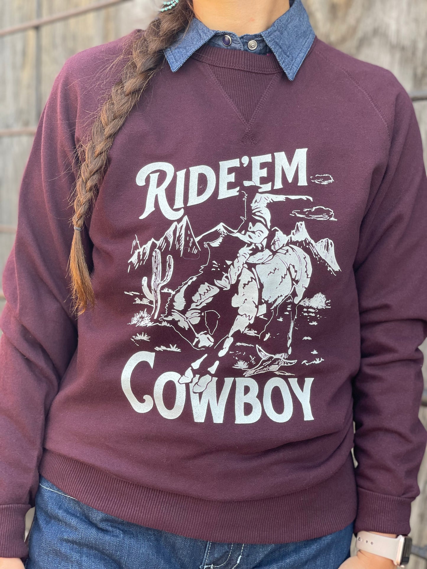 Ride'em Cowboy Wine Light Sweater