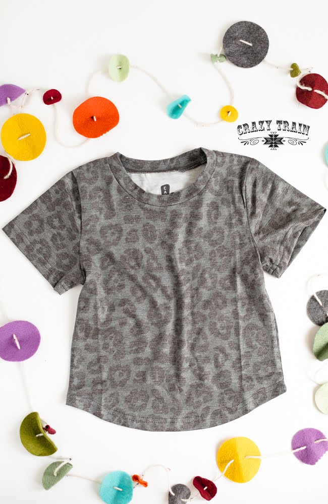 Crazy Train Kids Bear Creek Charcoal Leopard Tee