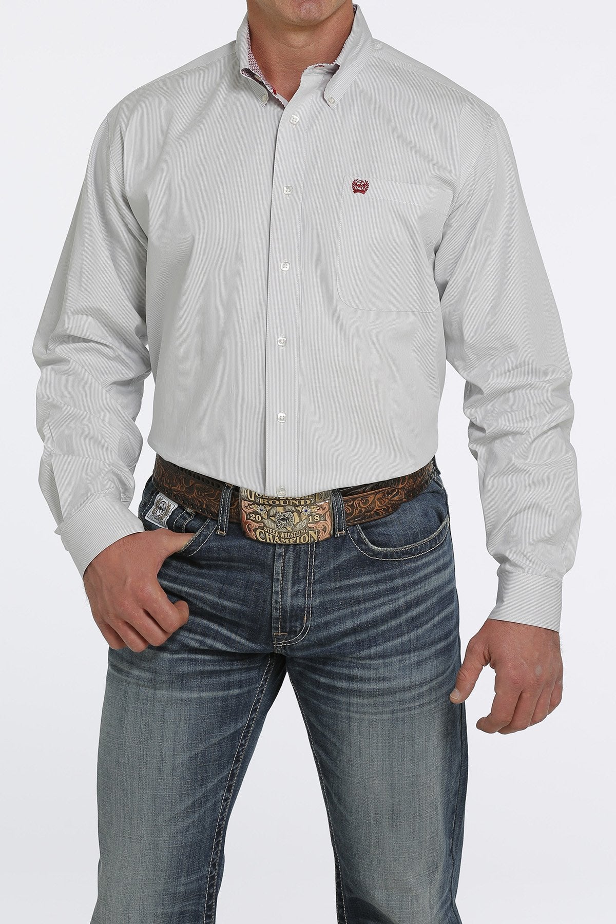 The Mens Cinch Light Blue Striped Button Down