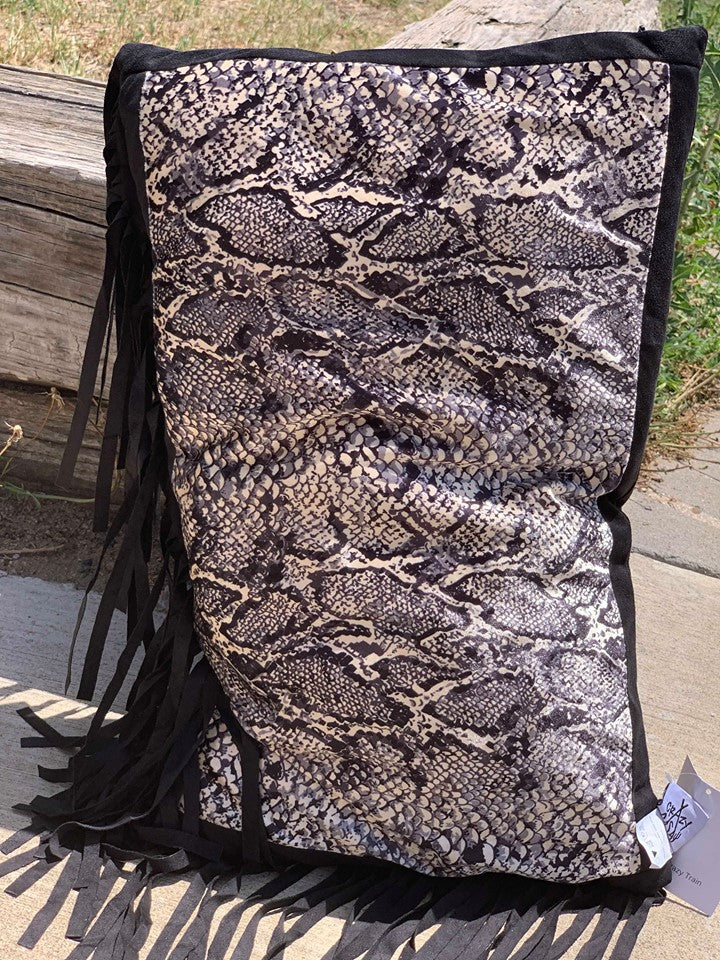 Crazy Train Fringed Python Pillow