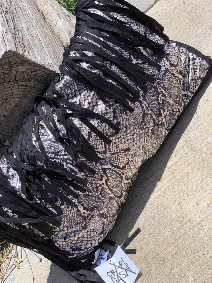 Crazy Train Fringed Python Pillow