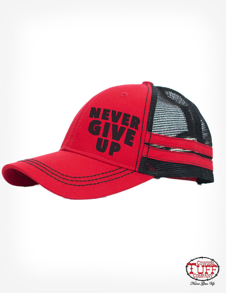 Cowgirl Tuff Red and Black Striped Trucker Cap