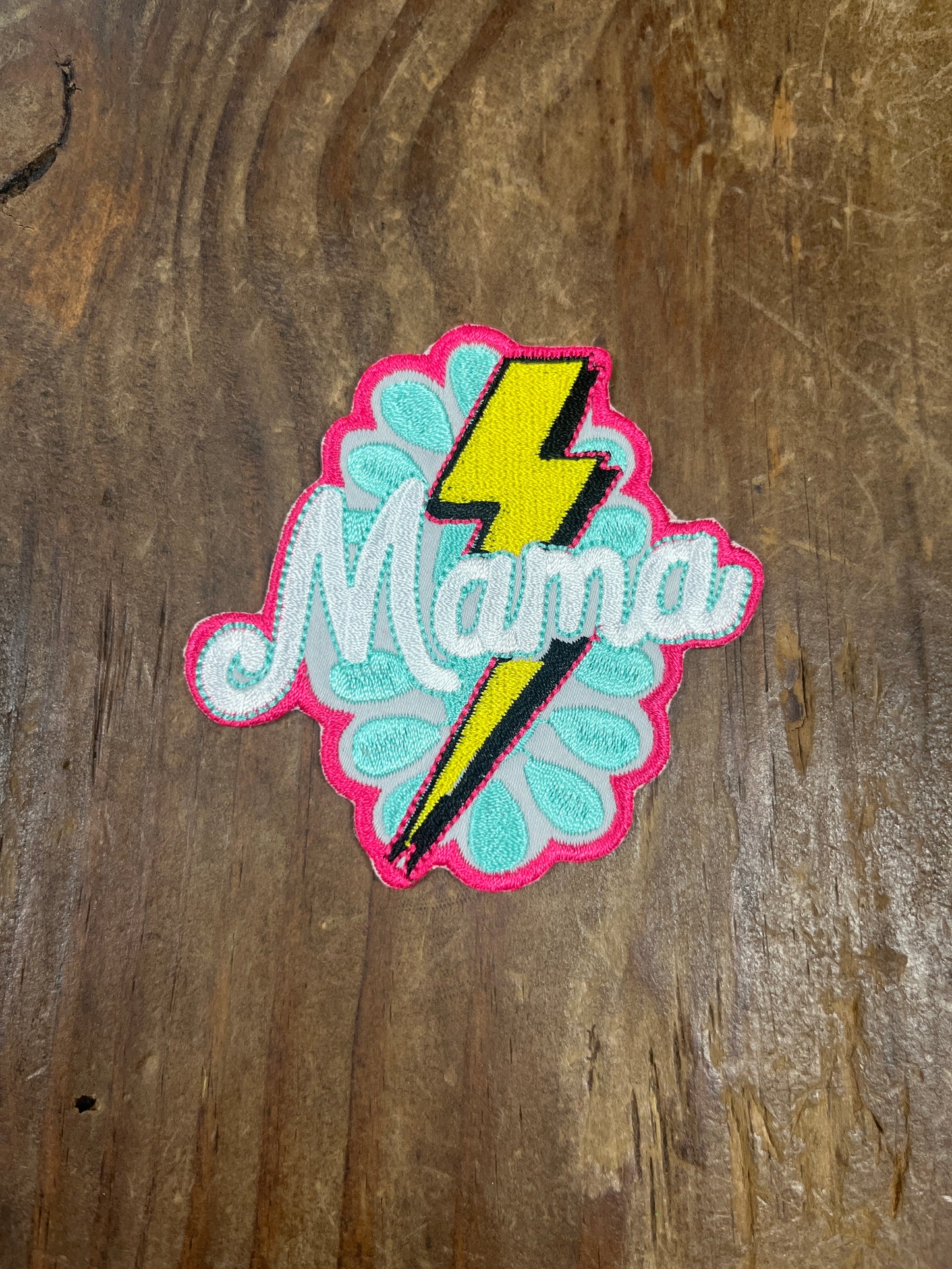 The Turquoise & Pink Lightning Bolt Mama Patch