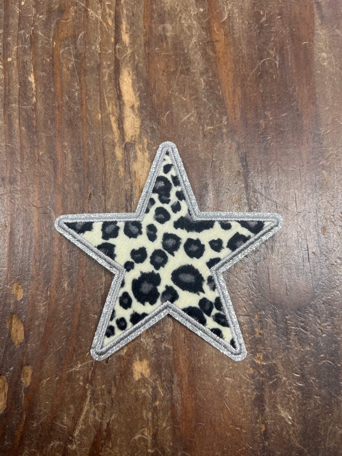 White Cheetah Glitter Star Patch