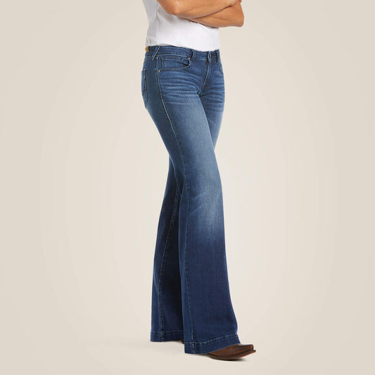 The Kelsea Wide Leg Trouser Mid Rise Stretch Jean