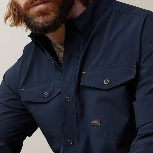 The Ariat Rebar VentTEK Navy Work Shirt