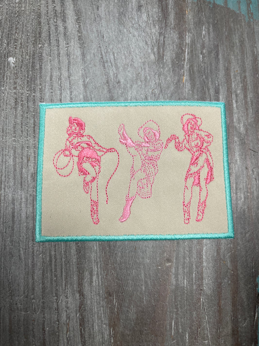 The Dancing Cowgirl Turquoise Patch Trucker Hat Embroidery Patch