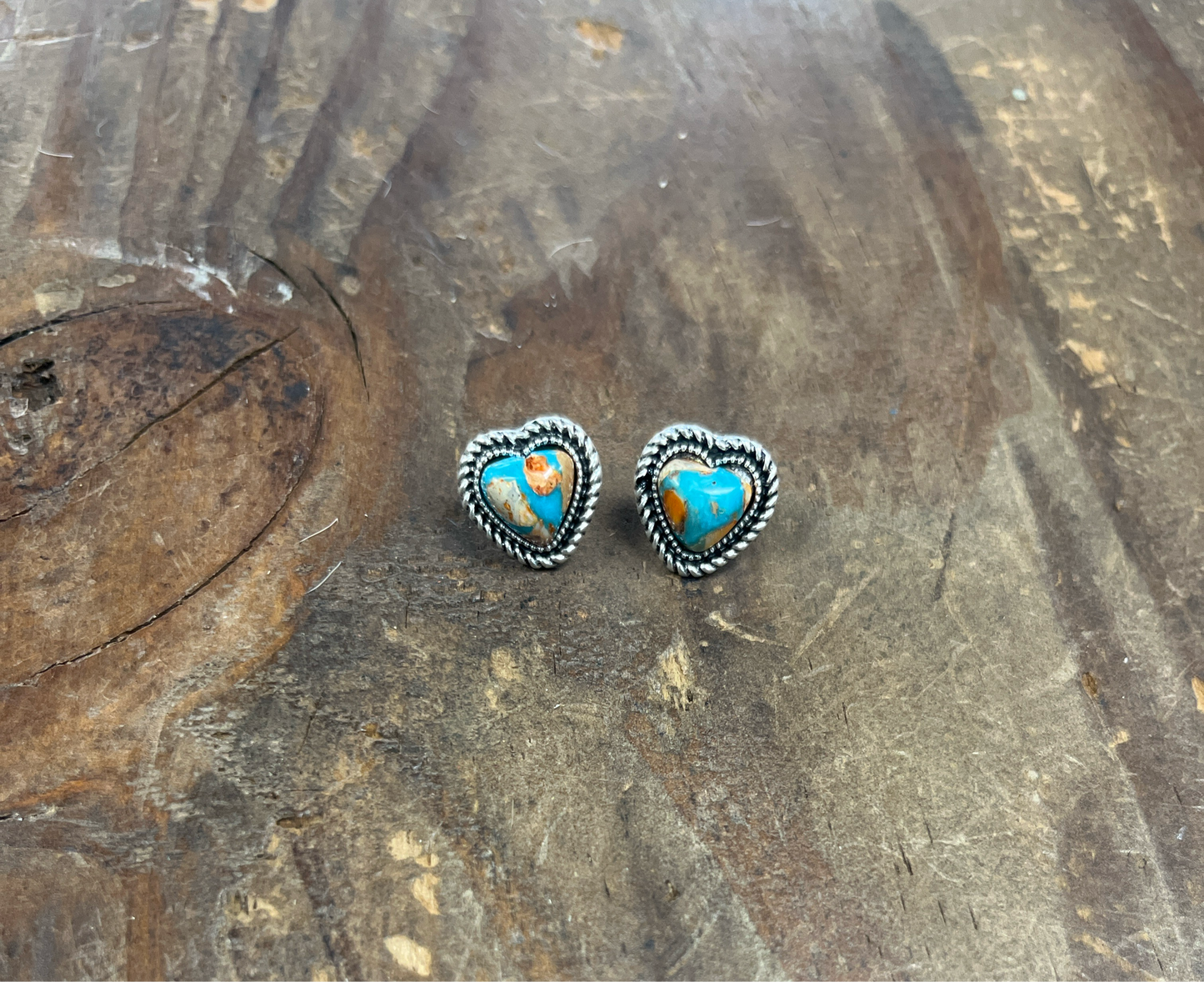 The Heart Gemstone Turquoise Stud Earrings