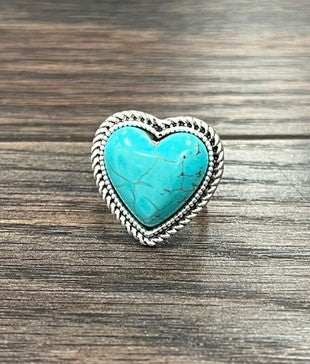 Heart Turquoise Adjustable Ring