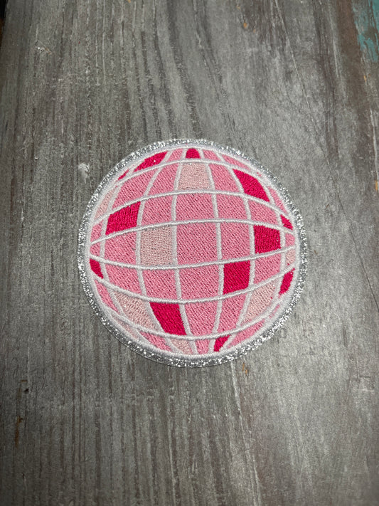 The Pink Disco Ball Glitter Patch Trucker Hat Patch Iron On