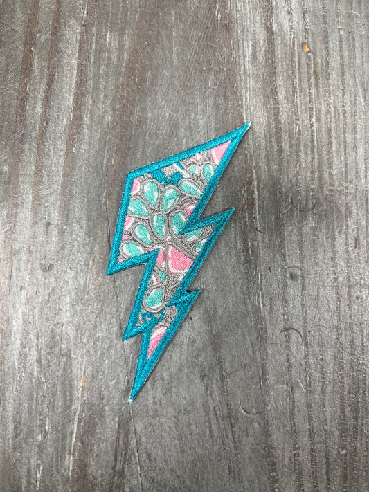 Turquoise Stone Lightning Bolt Hat Patch