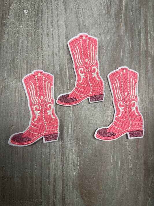 The Trucker Hat Patches Pink Cowgirl Boot Patch Iron On