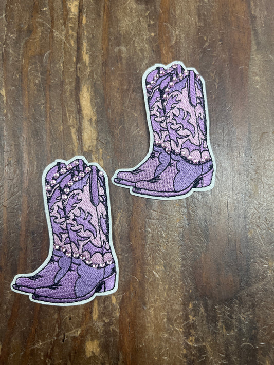 Purple Rhinestone Boot Patch