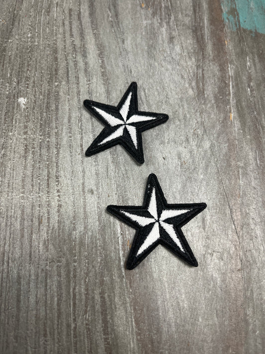 The Trucker Hat Patches Black & White Star Patch Iron On