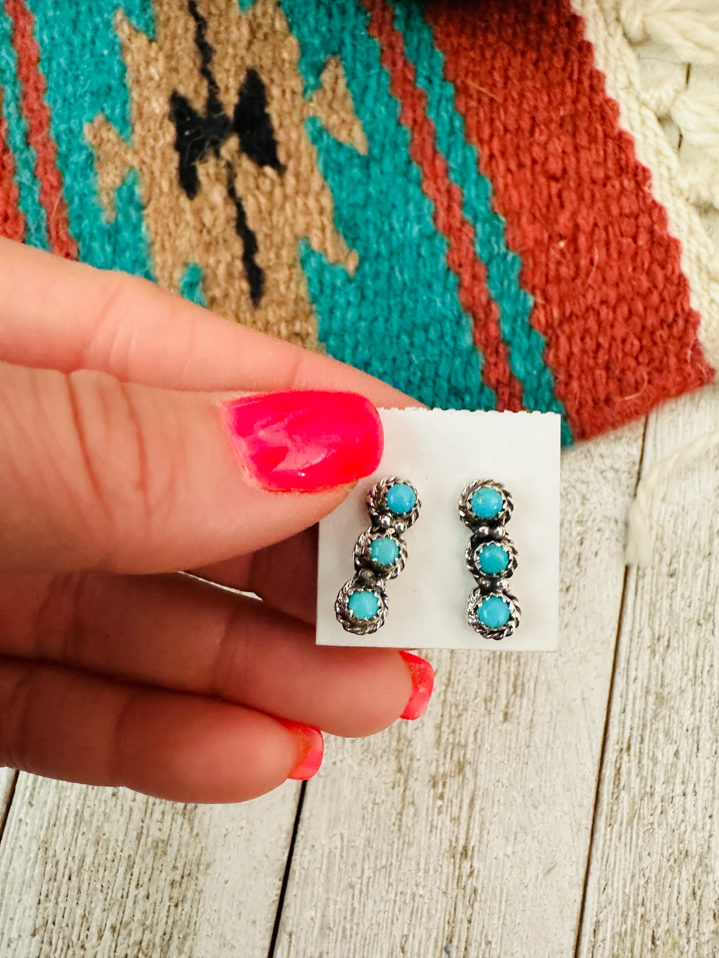 The Tres Stone Turquoise Earrings