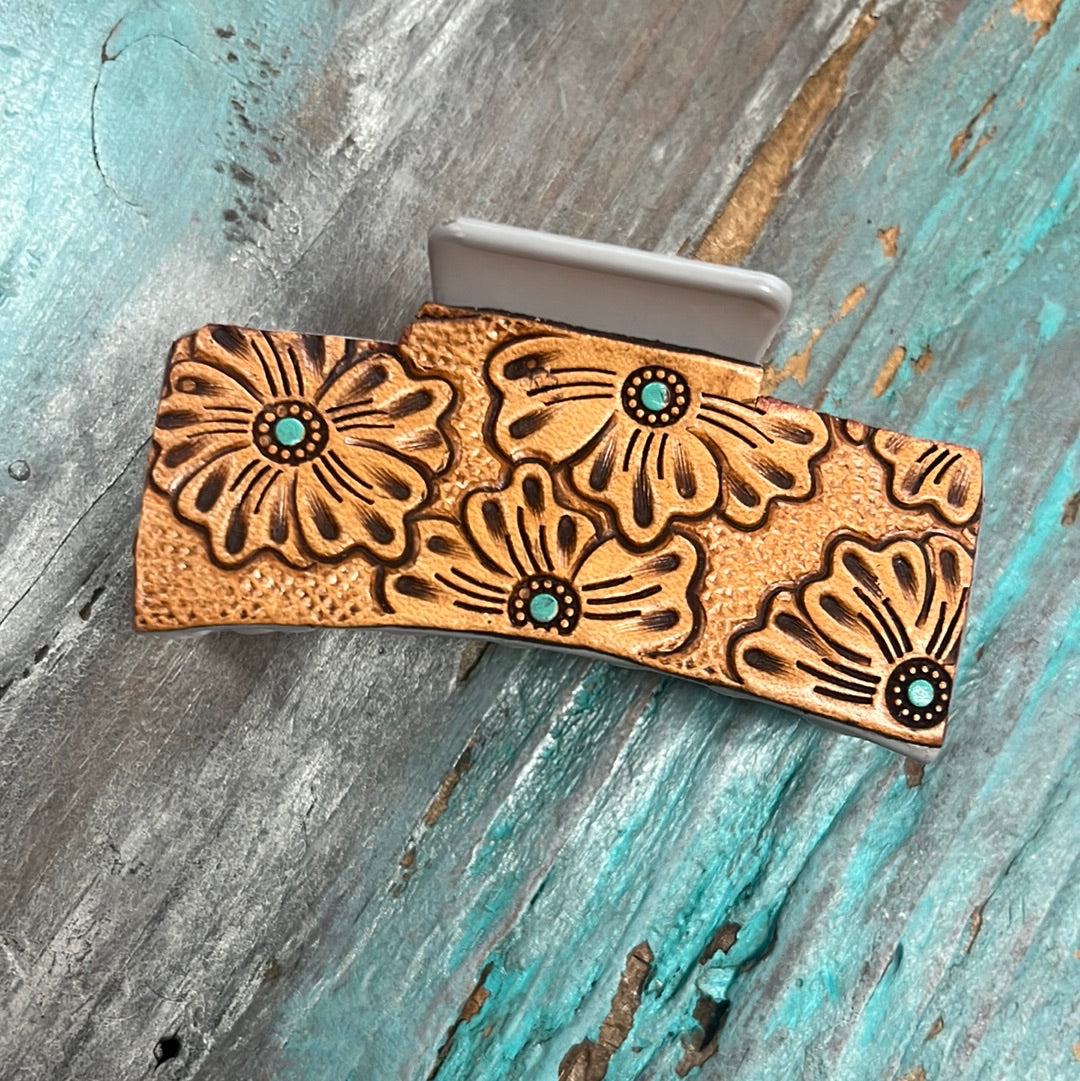 The Hand Painted Leather Embossed Hair Clip