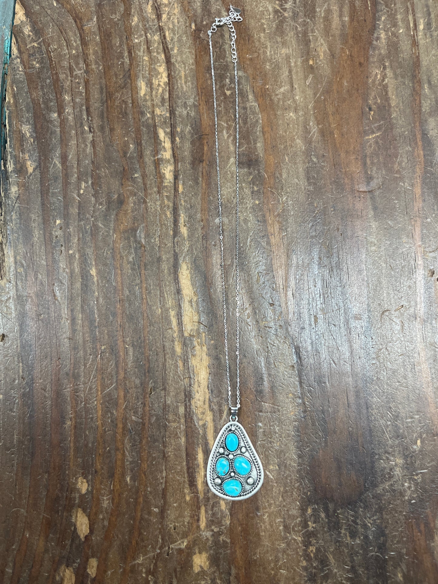 The Sterling Silver Natural Turquoise Stone Necklace