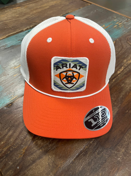 The Ariat Flexfit Orange Southwest Patch Cap/Hat