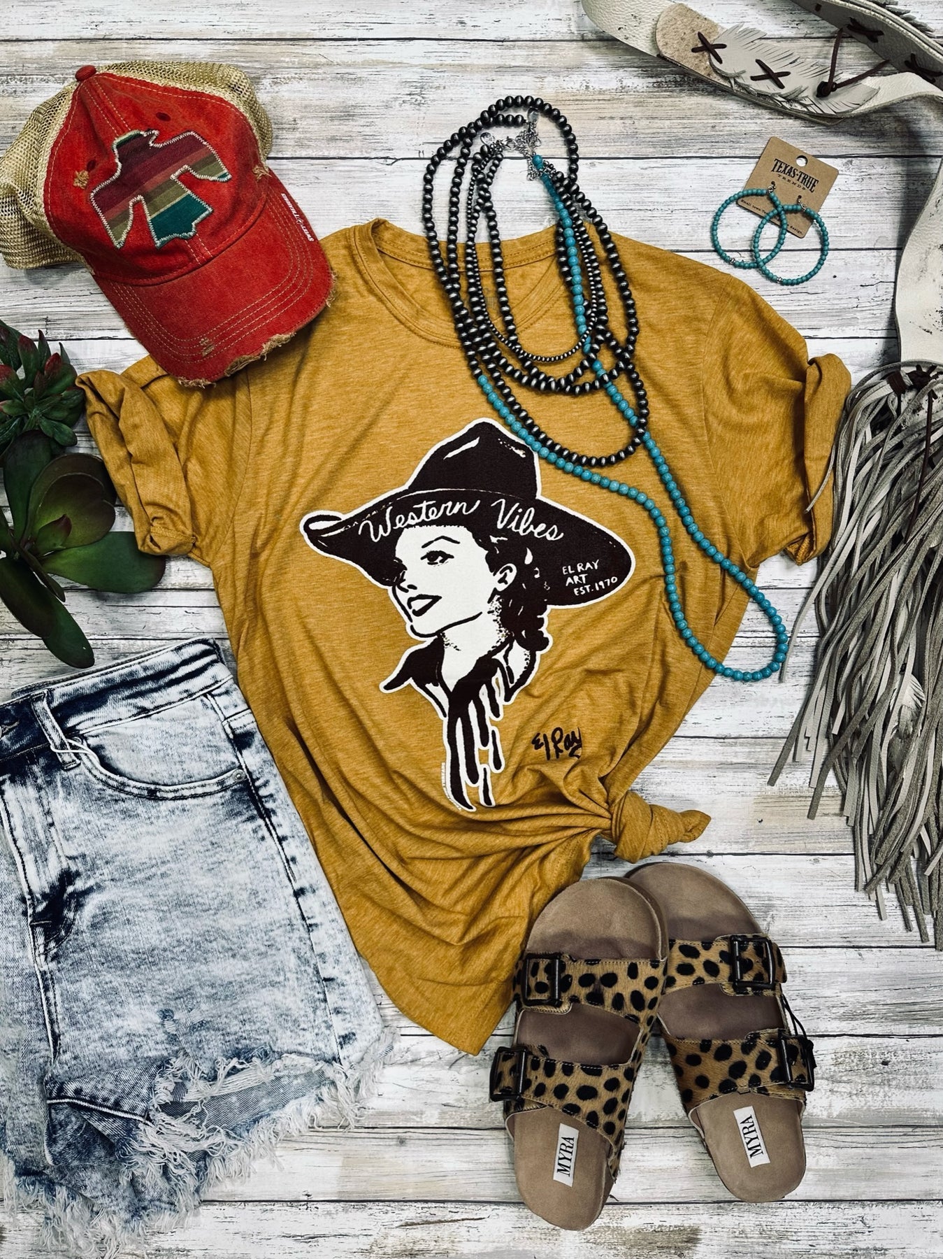 The Western Vibe Antique Gold Graphic Tee