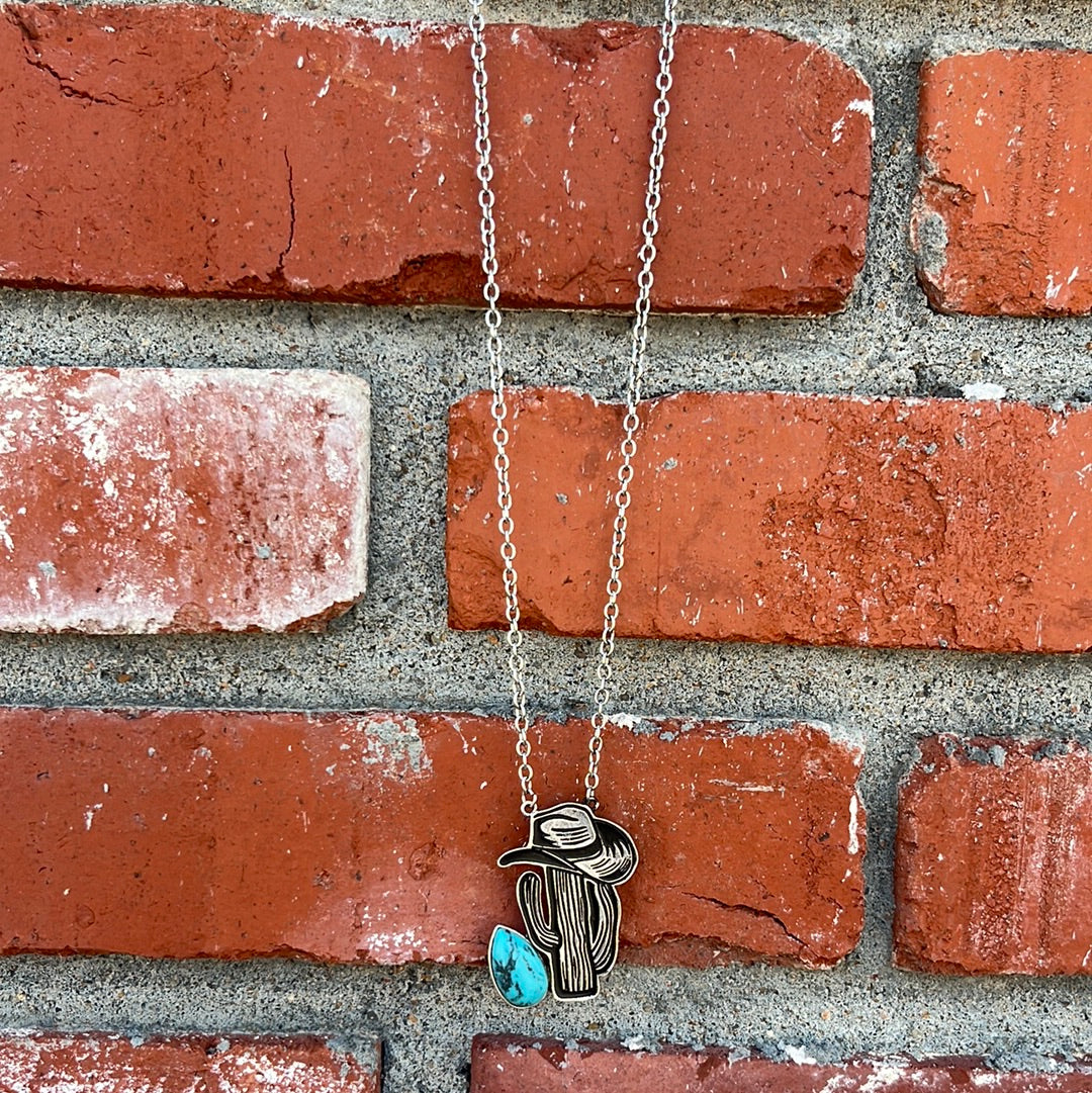 The Cowboy Cactus with Turquoise Necklace